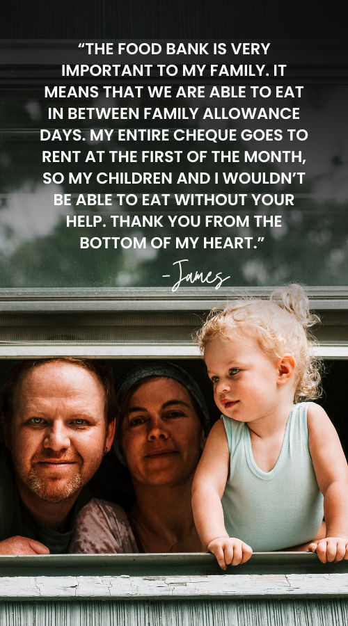 Image of family with heartfelt caption